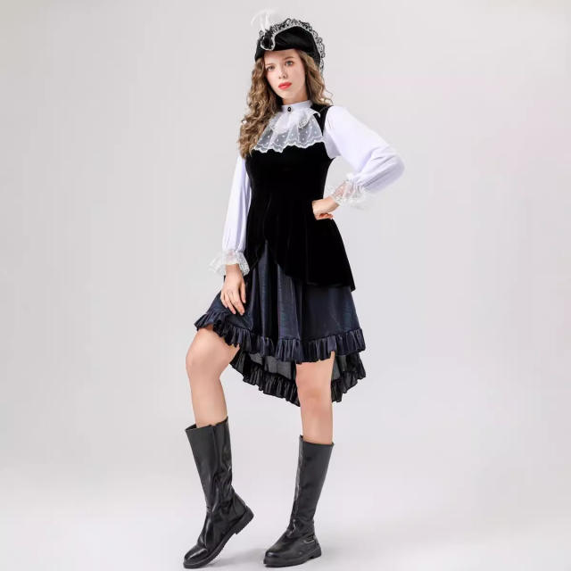 Carnival Cosplay  Vikings Pirate Costume Women Halloween Buccaneer Fancy Dress PQ8766