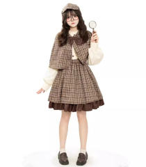 Detective Sherlock Holmes Suit Lolita Uniform British College Cosplay Costume PQ-TM500