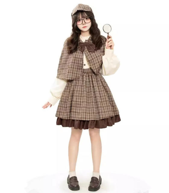 Detective Sherlock Holmes Suit Lolita Uniform British College Cosplay Costume PQ-TM500