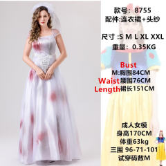 Halloween Vampire Uniform Lace Chiffon Ghost Bride Costume PQ5593