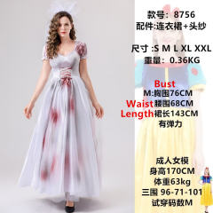 Halloween Vampire Uniform Lace Chiffon Ghost Bride Costume PQ5593