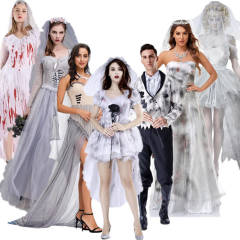 Halloween Vampire Uniform Lace Chiffon Ghost Bride Costume PQ5593