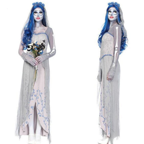 Halloween Vampire Uniform Lace Chiffon Ghost Bride Costume PQ5593