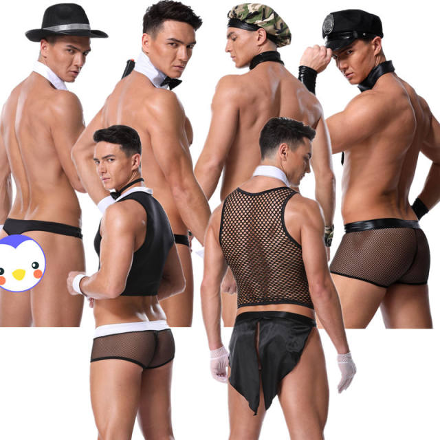 Faux Leather Club Wear For Men Sexy Lingerie Gay Costume PQ20190