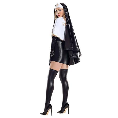 Halloween Mary Masquerade Costume Woman Sexy Nun Outfit Party Uniform PQ99073