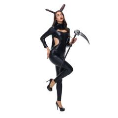 PU Catwoman Jumpsuit Sexy Clubwear Faux Leather Catsuit PQ3422