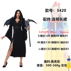 Halloween Gothic Witch Outfit Fancy Dress Cosplay uniform COS Costume PQ3420