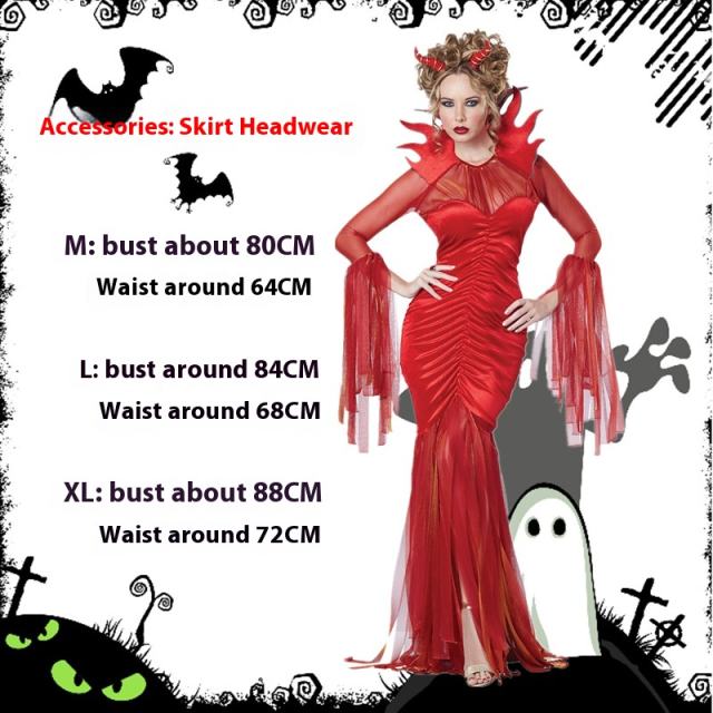 Halloween Demon Costume Death Hell Goddess Red Vampire Uniform PQ9089