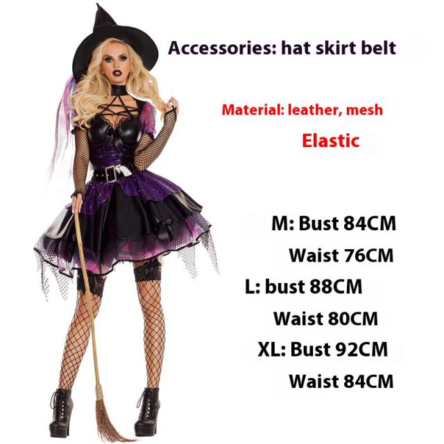 Halloween Witch Costume COS Fancy Dress Cosplay Uniform Gothic Outfit PQ9088