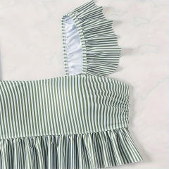 Striped Ruffle Bikini Tank Top Vintage Swimwear for Womens PQ-PD005