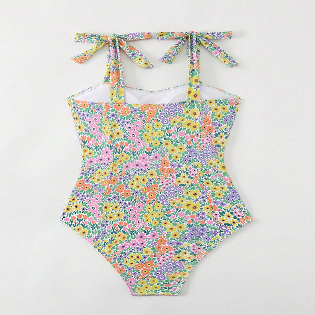 Floral Print One-Shoulder Swimsuit, Multicolored Spaghetti Strap Swimwear for Women PQ-H7265