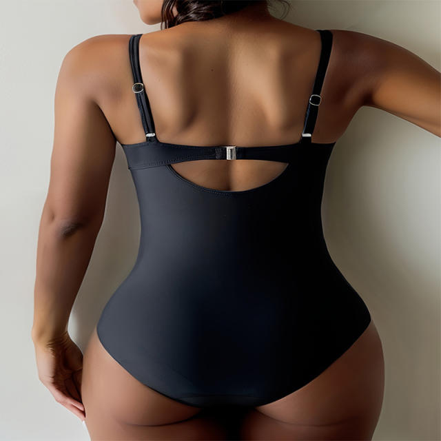 Lace-Up One Piece Swimwear for Womens Bustier Adjustable Straps Swimsuit PQ-PD0132