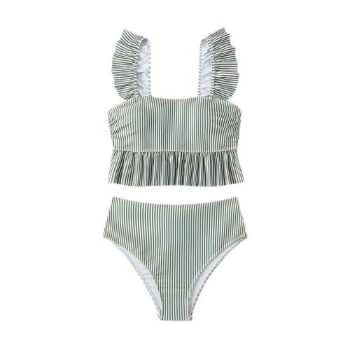 Striped Ruffle Bikini Tank Top Vintage Swimwear for Womens PQ-PD005
