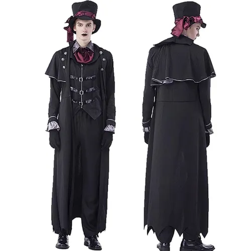Man Vampire costume For Male Anime cosplay Uniform Halloween Dark Knight Fancy Dress PQ1833