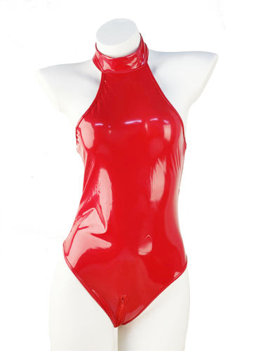 Sexy Wetlook Bodysuit for Women Vinyl Clubwear PU Teddies PQ6828