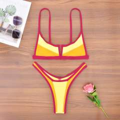 Tri-Color Bikini Set for Women Spaghetti Straps Swimwear Female Micro Bathing Suit PQ0101