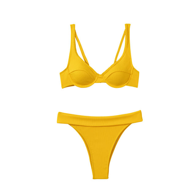 Sexy Ribbed Bikini Two Pieces Swimwear Padded Bathing Suit PQ4035