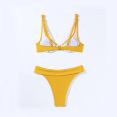 Sexy Ribbed Bikini Two Pieces Swimwear Padded Bathing Suit PQ4035