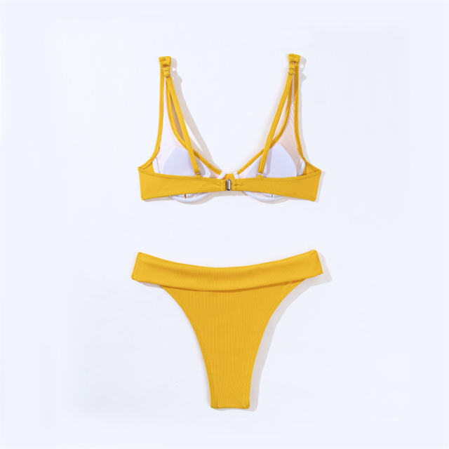 Sexy Ribbed Bikini Two Pieces Swimwear Padded Bathing Suit PQ4035