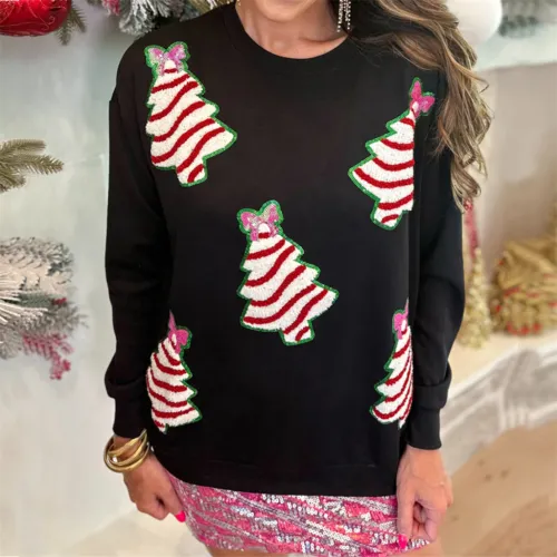 Christmas Tree Knitwear For Women Santa Claus Sweaters Xmas Tops PQ-B159A
