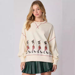 Cotton Christmas Pullover For Women Santa Claus Sweaters Xmas Tops PQ415