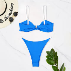 Women's Bikini Solid Color Swimsuit Female Push Up Padded Swimwear PQ5021