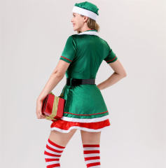 Sexy Green Xmas Costume Plush Christmas Dress For Women PQ1186