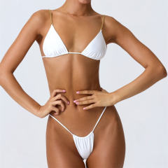 Sexy Triangle Bikini Set Micro Swimwear Solid Color Two Pieces Swimsuit PQ5097