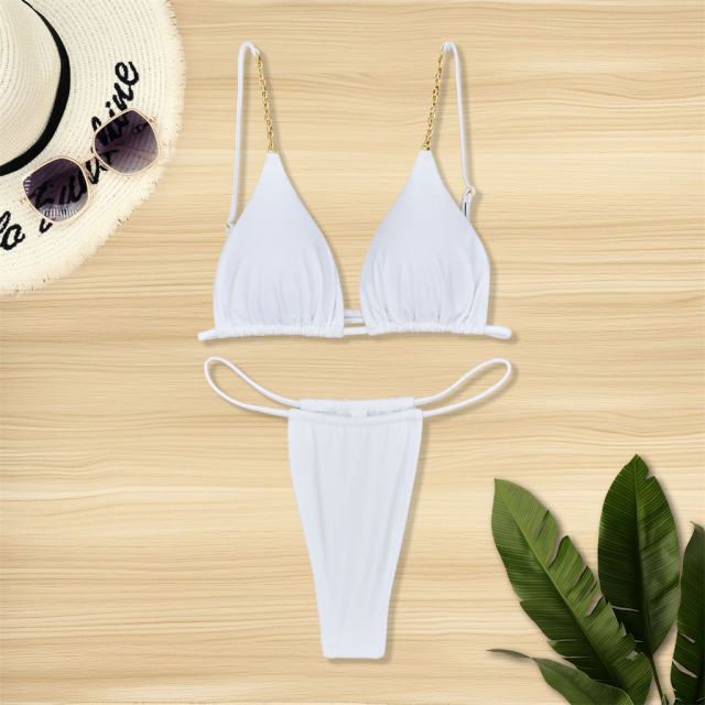 Sexy Triangle Bikini Set Micro Swimwear Solid Color Two Pieces Swimsuit PQ5097