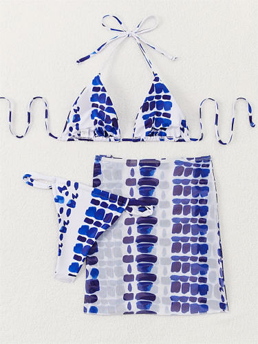 Patterned Bikini Set, Halter Swimwear for Women Micro Bathing Suit PQ5028