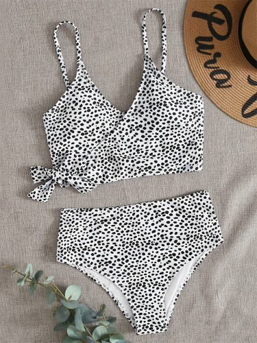 Women's Polka Dot Bikini Leopard Print Two Pieces Swimwear for Ladies PQ5088