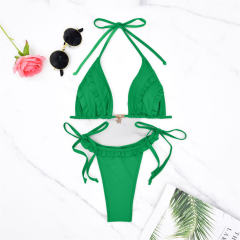Halter Tie Side Bikini Set Two Pieces Swimwear for Women Micro Bathing Suit PQ5015