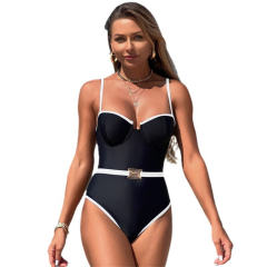Women's Spaghetti Strap Swimsuit Vintage One-Piece Swimwear Retro Beachwear PQ2505
