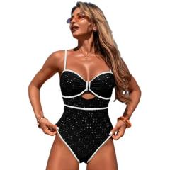 Women's Cut-Out One-Piece Swimsuit Vintage Swimwear Ladies Retro Monokini PQ2506