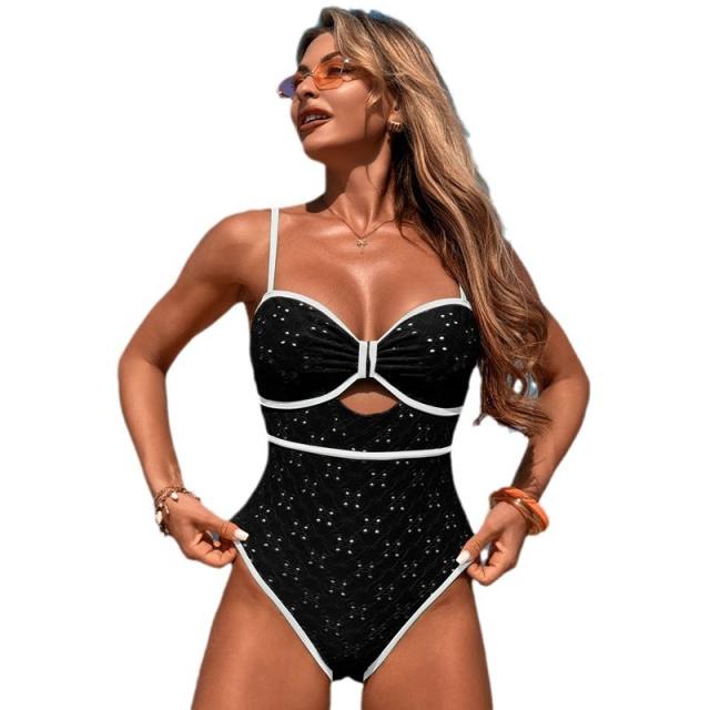 Women's Cut-Out One-Piece Swimsuit Vintage Swimwear Ladies Retro Monokini PQ2506