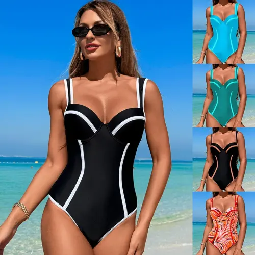 2025 Fashion Slim One Piece Swimwear for Womens Retro Bathers PQ2508