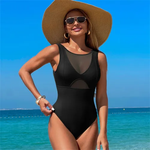 Women's One-Piece Swimsuit Swimwear for Female, Vintage High Cut Bathing Suit PQ2502