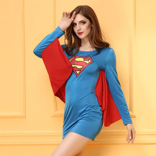 Superman superhero Dress Halloween COS Game Outfit Supergirl cosplay costume PQ1009