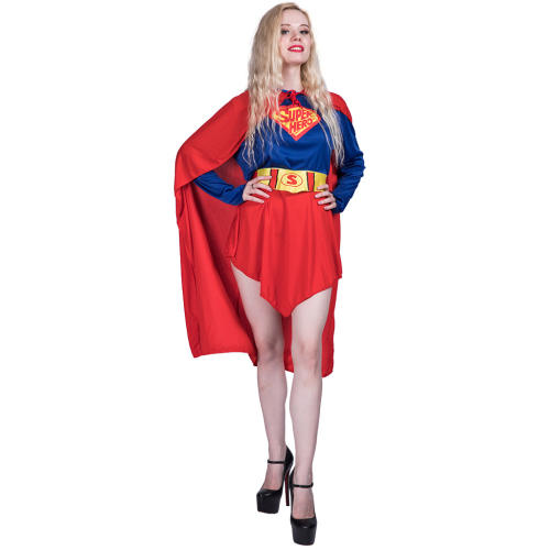 Superman Superhero Dress Halloween game Outfit Supergirl cosplay costume PQ071
