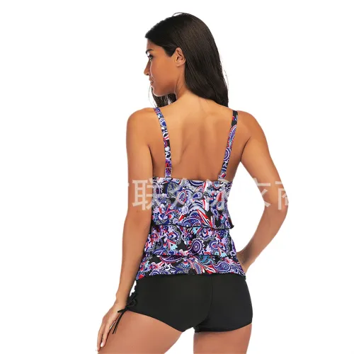 Floral Plus Size Tankini Womens Retro Swimwear Oversize Vintage Swimsuit PQ-HF103