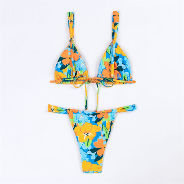 Floral Print Micro Bikini Set for Womens Two Pieces Swimsuit PQ4039