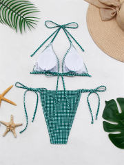 Women's Gingham Triangle Bikini Sexy Low Waist Swimwear Beachwear PQ-B181