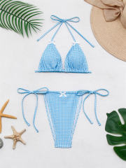 Women's Gingham Triangle Bikini Sexy Low Waist Swimwear Beachwear PQ-B181