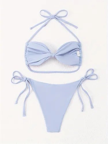 Two-Piece Bandeau Bikini Halter Neck Swimwear for Woman Beachwear Ladies Bathers PQ5049