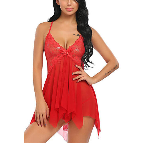 Women Lace Babydoll Lingerie Sexy Mesh Sleepwear PQ-W372