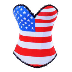 USA Flag Overbust Corset Sexy Bustier Women Sexy UK Corselet PQ2269