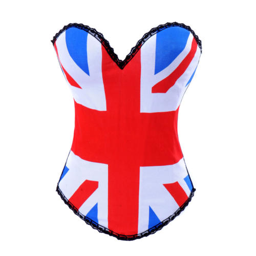 USA Flag Overbust Corset Sexy Bustier Women Sexy UK Corselet PQ2269