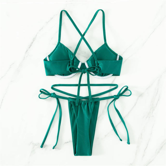 Women's Two-Piece Swimsuit, Underwire Push-Up Bikini Triangle Swimwear PQ3040