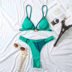 Spaghetti Straps Sexy Bikini for Female Bathing Suit Cut Out Beach Wear PQ3027