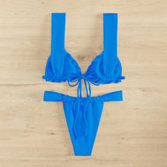 Women's Two-Piece Ruched Bikini Set High Waist Bathing Suit PQ-XP-TM-11